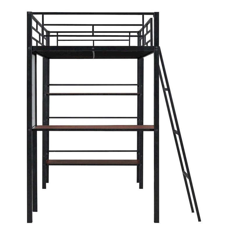 Lit superposé mezzanine double en métal avec bureau intégré