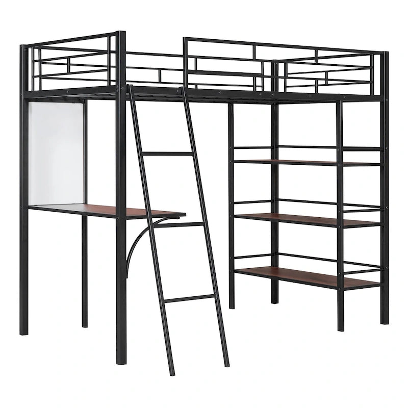 Lit superposé mezzanine double en métal avec bureau intégré
