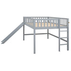Cadre de lit mezzanine bas pleine grandeur pour garçons filles enfants adultes tout-petits avec échelle et toboggan
