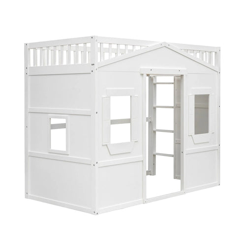 Elegant Pine Wood Twin Size Loft Bed, Ladder, Solid Construction