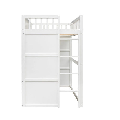 Lit mezzanine élégant en pin, taille double, avec échelle, construction robuste