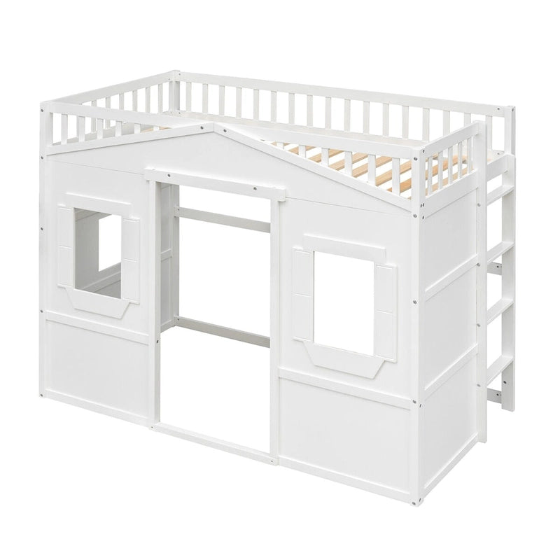 Lit mezzanine élégant en pin, taille double, avec échelle, construction robuste