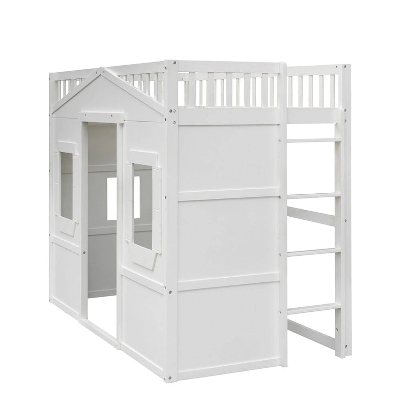 Lit mezzanine élégant en pin, taille double, avec échelle, construction robuste