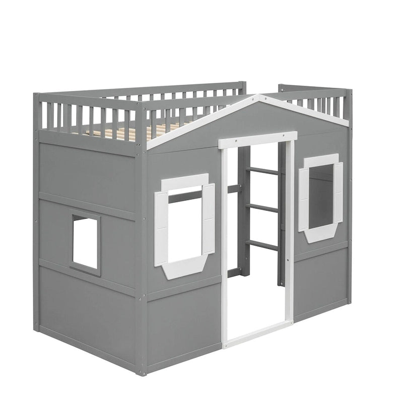 Lit mezzanine élégant en pin, taille double, avec échelle, construction robuste