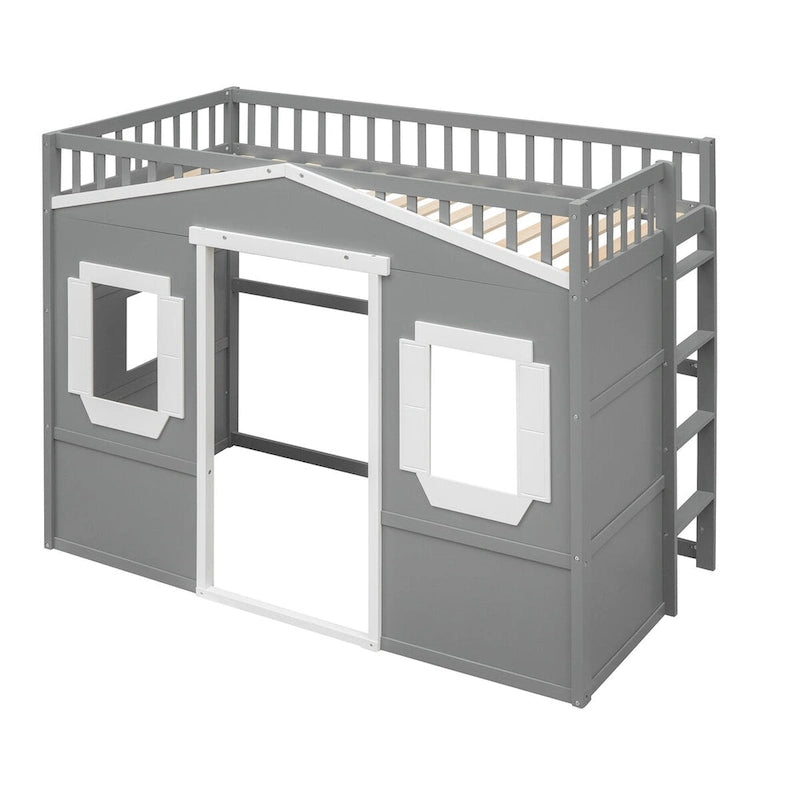 Lit mezzanine élégant en pin, taille double, avec échelle, construction robuste