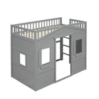 Lit mezzanine élégant en pin, taille double, avec échelle, construction robuste