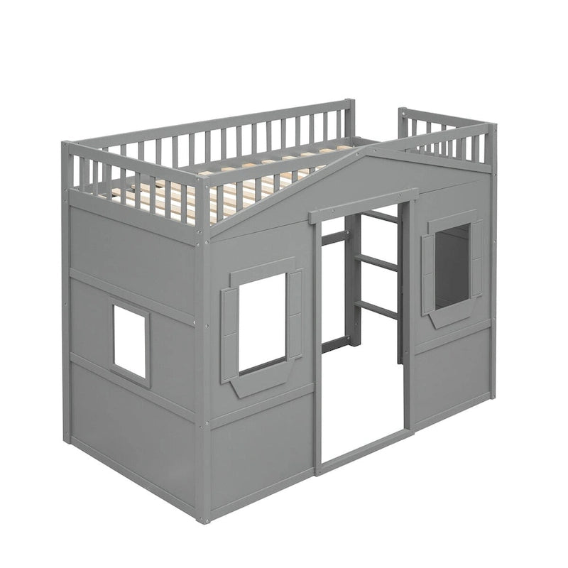 Lit mezzanine élégant en pin, taille double, avec échelle, construction robuste
