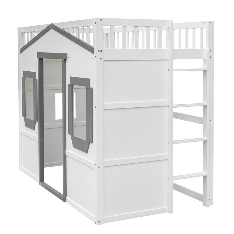 Lit mezzanine élégant en pin, taille double, avec échelle, construction robuste