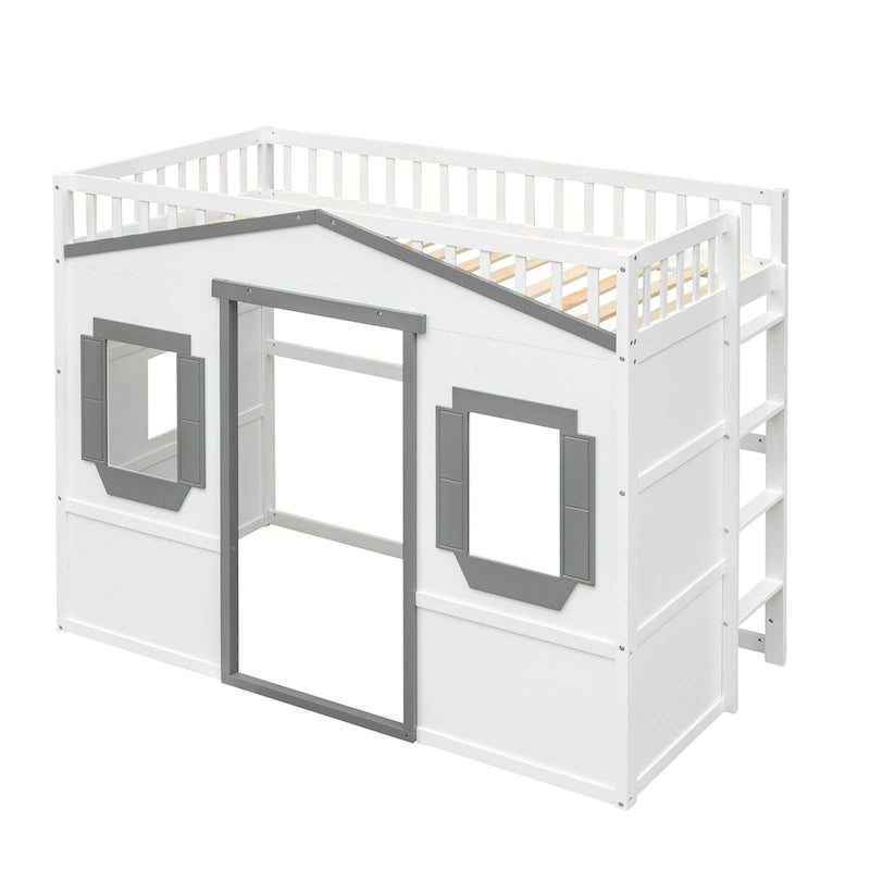 Lit mezzanine élégant en pin, taille double, avec échelle, construction robuste