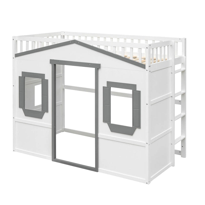 Lit mezzanine élégant en pin, taille double, avec échelle, construction robuste