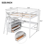 Lit mezzanine avec bureau et étagères, Deux tiroirs intégrés