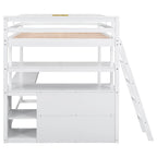 Lit mezzanine avec bureau et étagères, Deux tiroirs intégrés