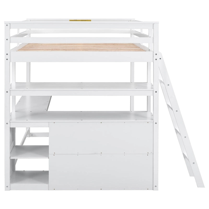 Lit mezzanine avec bureau et étagères, Deux tiroirs intégrés