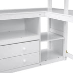 Lit mezzanine avec bureau et étagères, Deux tiroirs intégrés