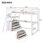 Lit mezzanine avec bureau et étagères, Deux tiroirs intégrés