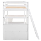Lit mezzanine avec bureau et étagères, Deux tiroirs intégrés