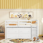 Lit mezzanine jumeau avec bureau rétractable et 4 tiroirs