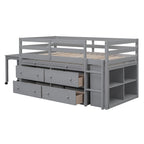 Lit mezzanine jumeau avec bureau rétractable et 4 tiroirs