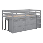 Lit mezzanine jumeau avec bureau rétractable et 4 tiroirs