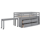 Lit mezzanine jumeau avec bureau rétractable et 4 tiroirs