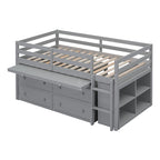 Lit mezzanine jumeau avec bureau rétractable et 4 tiroirs