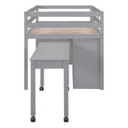 Lit mezzanine jumeau avec bureau rétractable et 4 tiroirs