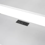 Lit mezzanine double/grand avec bureau de rangement multiple, lumière LED et tablette de chevet, station de recharge, blanc