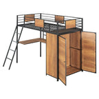 Lit mezzanine double avec bureau en L et armoire