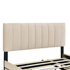 Lit plate-forme capitonné en velours Queen Size avec 2 tiroirs et 1 lit gigogne Twin XL