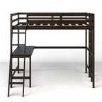 Lit mezzanine double avec bureau incliné et échelle intégrée