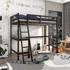 Lit mezzanine double avec bureau incliné et échelle intégrée