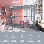 Lit mezzanine double avec bureau incliné et échelle intégrée