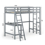 Lit mezzanine double avec bureau incliné et échelle intégrée
