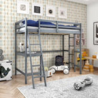 Lit mezzanine double avec bureau incliné et échelle intégrée